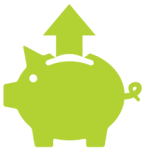 Piggy Bank Icon with Arrow